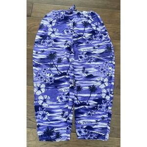 Vintage Big Dogs Pants Womens M Purple Floral Hawaiian Straight Pull On‎ Lounge